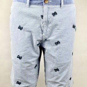 TOMMY HILFIGER Blue Seersucker Crab Shorts Size 32